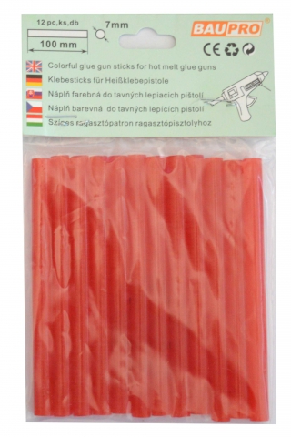 Tavná náplň červená 7x100mm 12ks Baupro