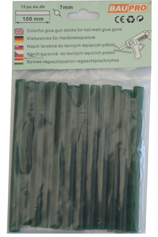 Tavná náplň zelená 7x100mm 12ks Baupro