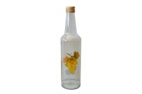 Fľaša sklenená so zátkou 0,5L Classic s potlačou Hrozno.