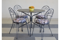 Záhradný set Comfort novinový /1x stôl Panarea 110cm + 4x stolička Palma + 4x podsedák novinová potlač/.