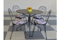 Záhradný set Classic novinový /1x stôl Malta 95cm + 4x stolička Ibiza + 4x podsedák novinová potlač/.